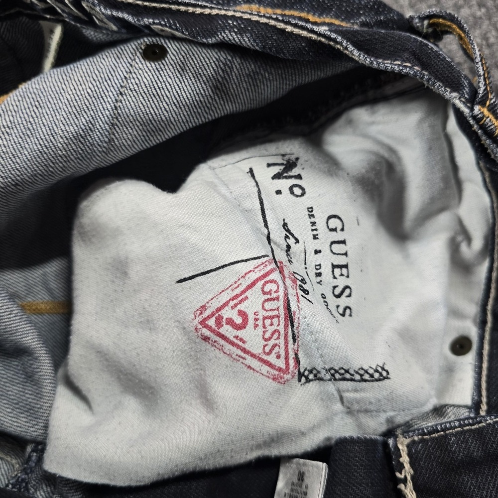 Guess Jeans Mens 30 Blue‎ Medium Wash Rebel Regular Straight Denim Distressed - Picture 5 of 16
